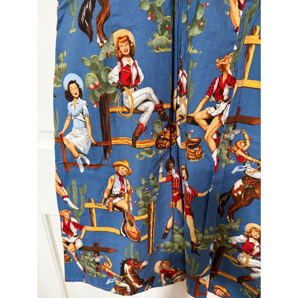 Unique Vintage Rock Steady Retro Western Pin Up Dress, Cowgirl XL $195 - Picture 5 of 10